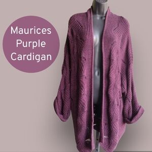 Maurices Purple Chunky Cardigan Plus Sz 1X